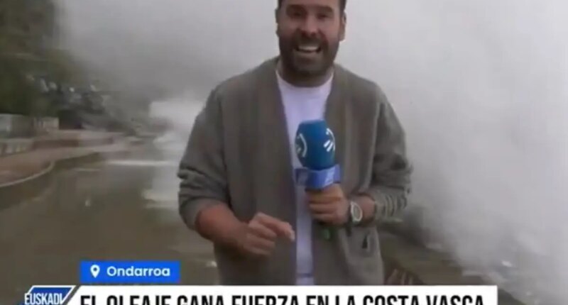 Spanish TV reporter warns of rough seas â right as giant wave knocks him down in live broadcast